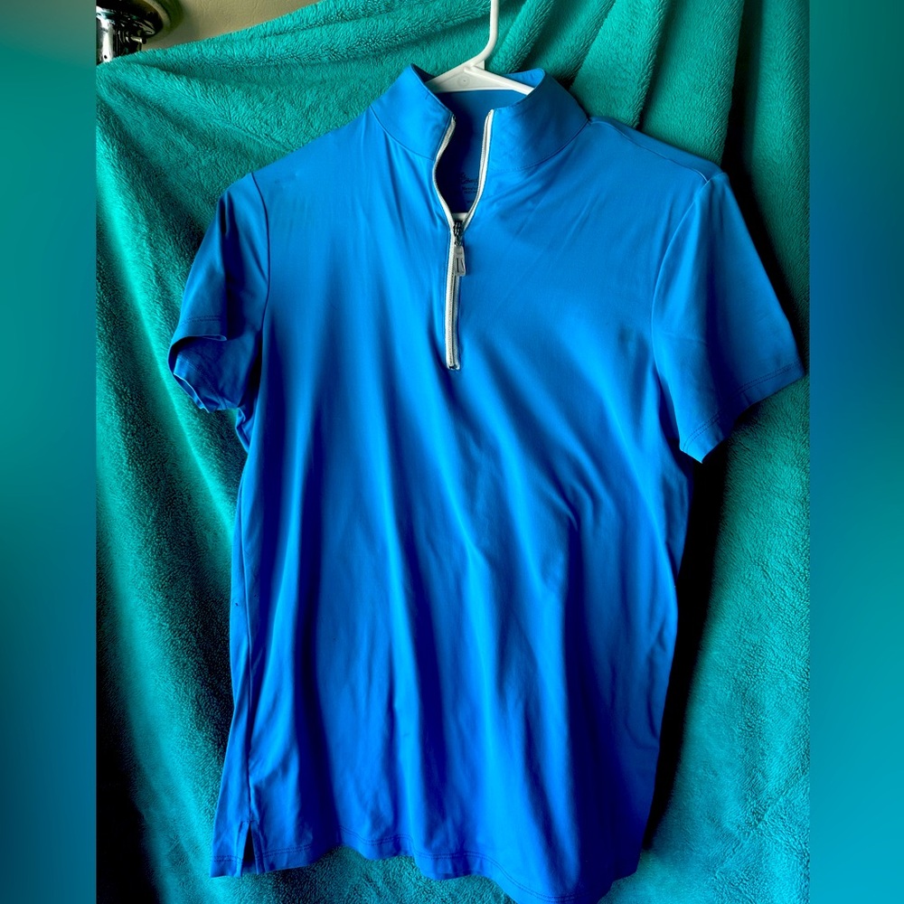 The Tailored Sportsman Blue Short Sleeve Zip-Up Top